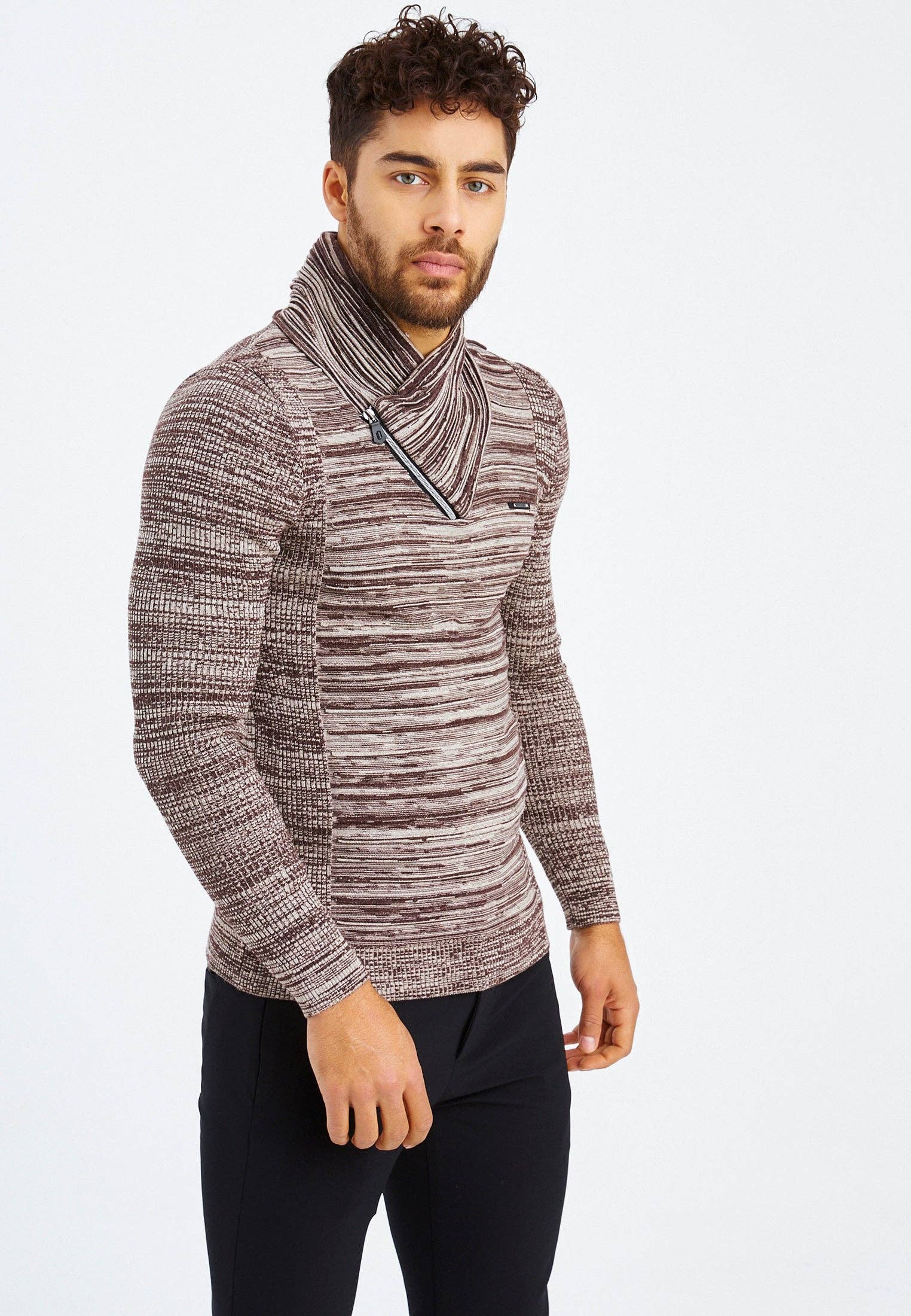 Leif Nelson GmbH - Wholesale Knit Sweater - Men's - Men's Knit Sweater Fine Knit Shawl Collar LN-153518