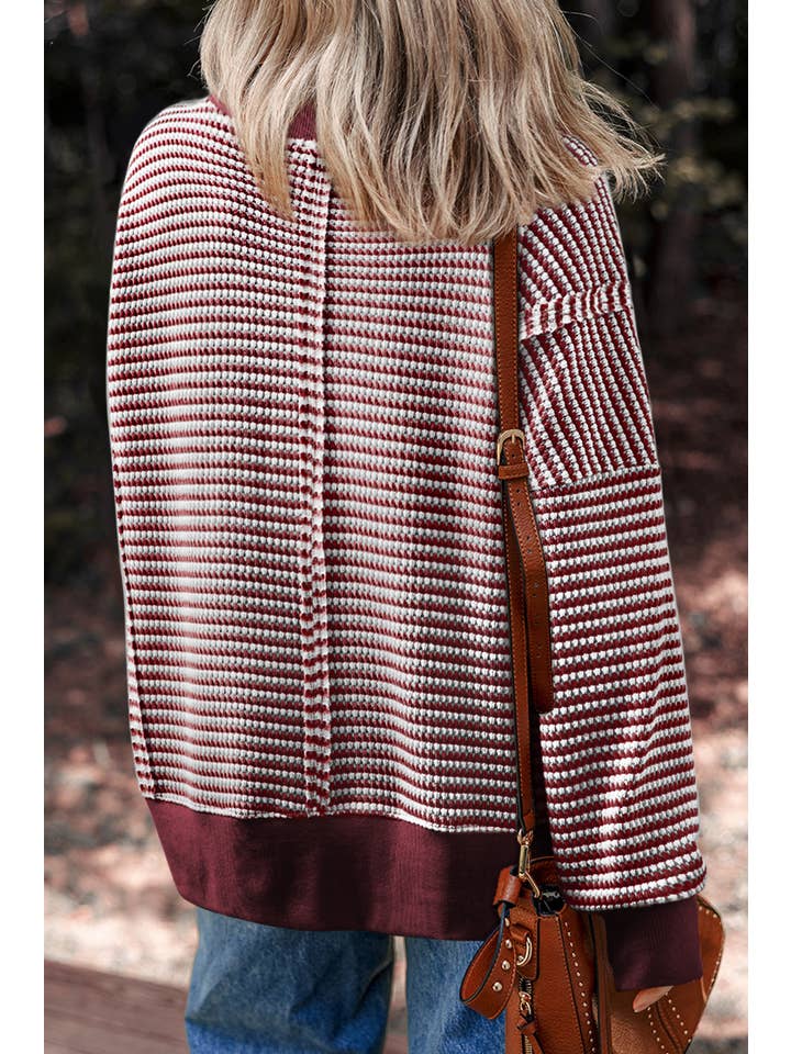 Little Daisy Closet - Wholesale Knit Top - Women's - LDC Ribbed Trim Drop Shoulder Long Sleeve Oversize Top5