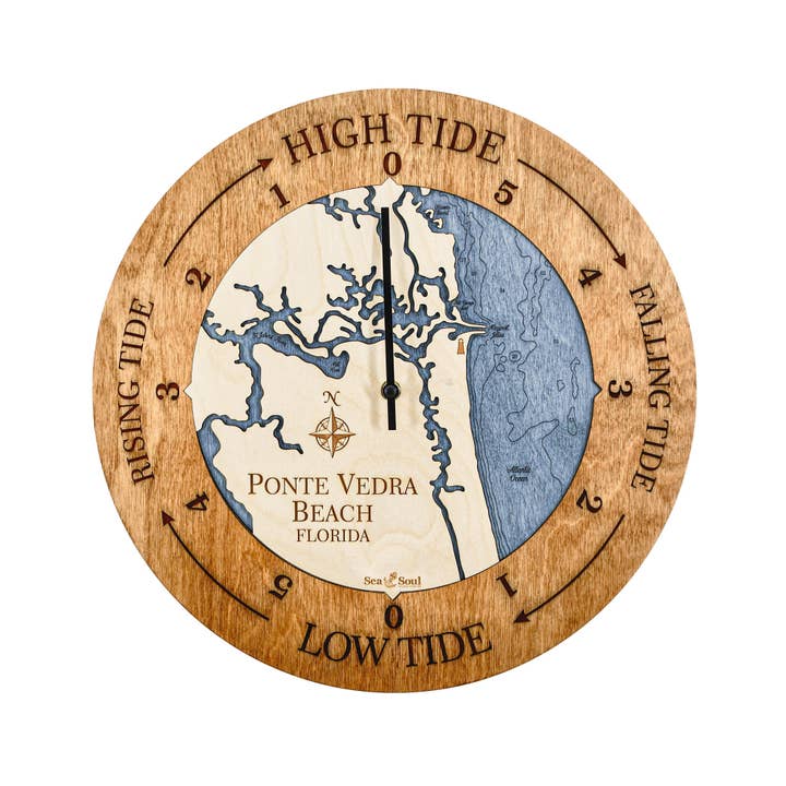 Sea & Soul Nautical Chart Art - Wholesale Wall Clock - Florida East Coast Nautical Chart Tide Clock-Many Locations133