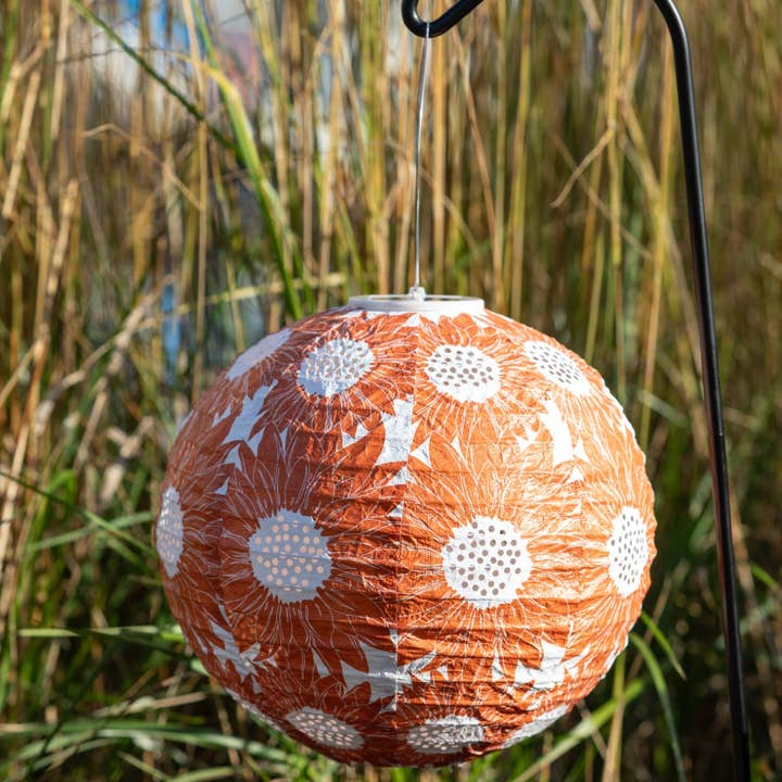 Allsop Home & Garden - Wholesale Buiten/gazonlicht - *NIEUW* Stella Print 12" Globe Solar Lantaarn - Zonnebloem Persimmon