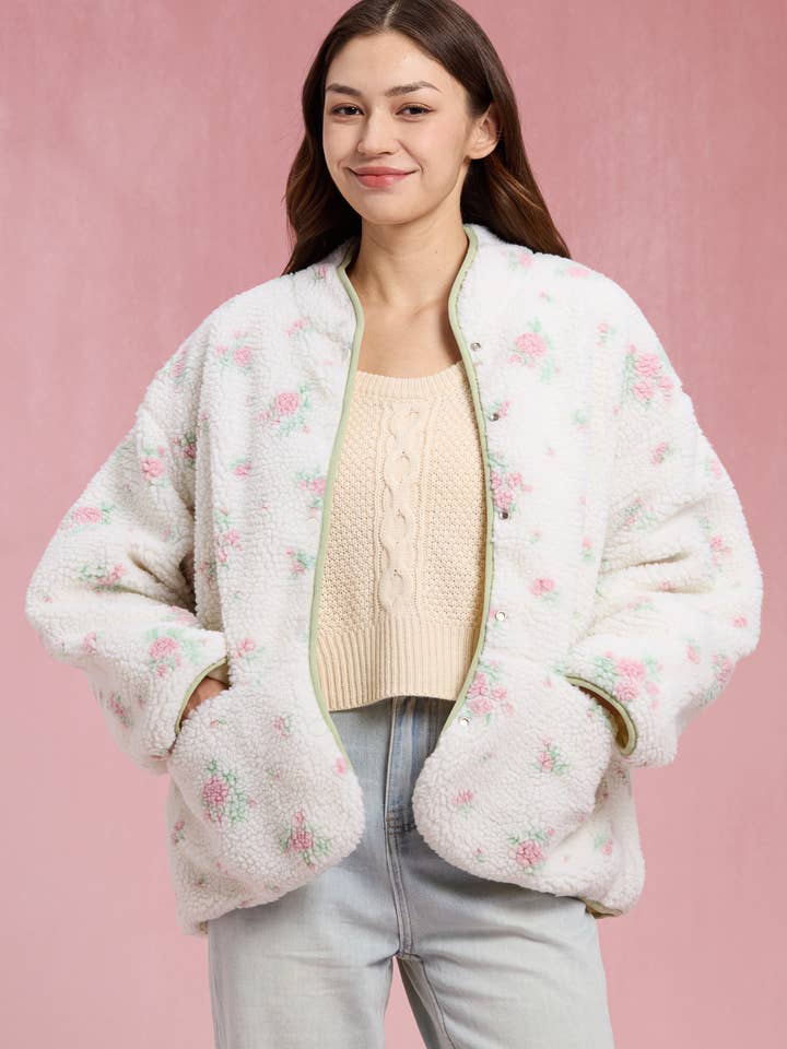 RP2974 - Blossom Fleece Cozy Sherpa Jakke for engroshandel hos ROSIE POSIE