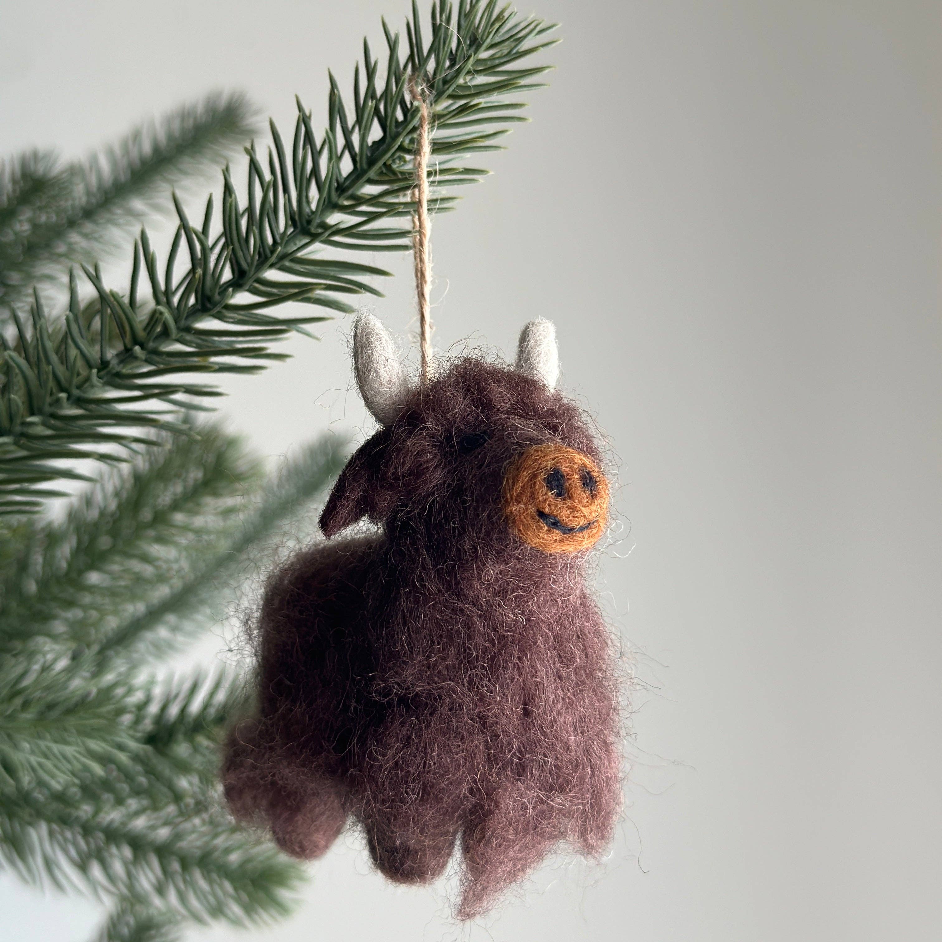 Ganapati - Wholesale Ornament - Felt Highland Cow Ornament4