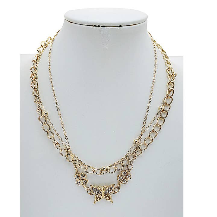 Fjärilsklövercharmhalsband för wholesale av Atlas Fashion