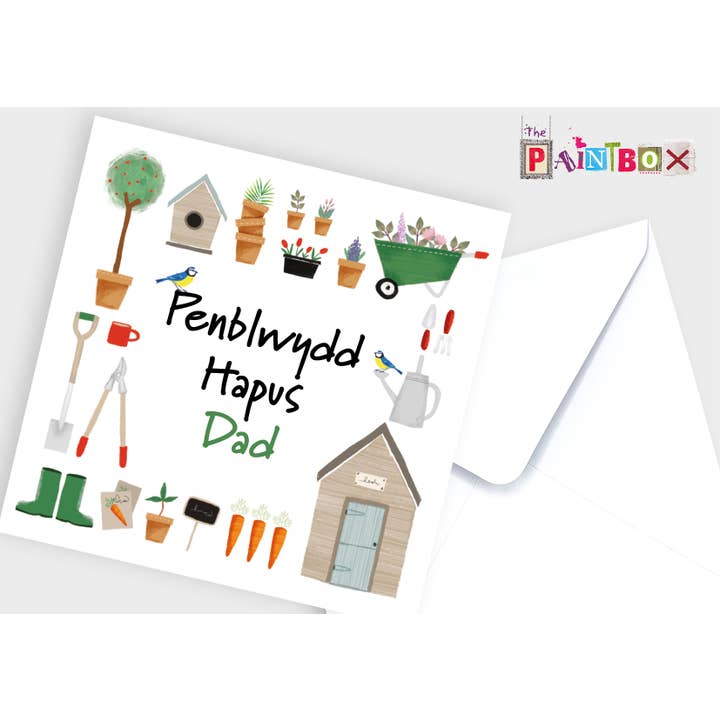Penblwydd Hapus Dad - Happy Birthday Dad Garden icon Card x6 for wholesale by The Paintbox