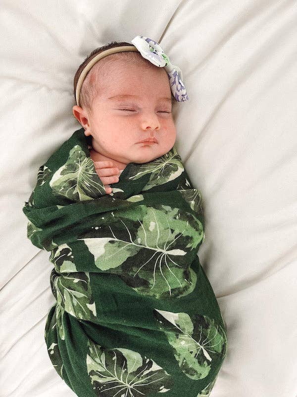 The Keiki Dept - Wholesale Swaddle - Baby - ʻElepaio Hā Kea Kapa Moe - Hawaiian Bamboo Swaddle1