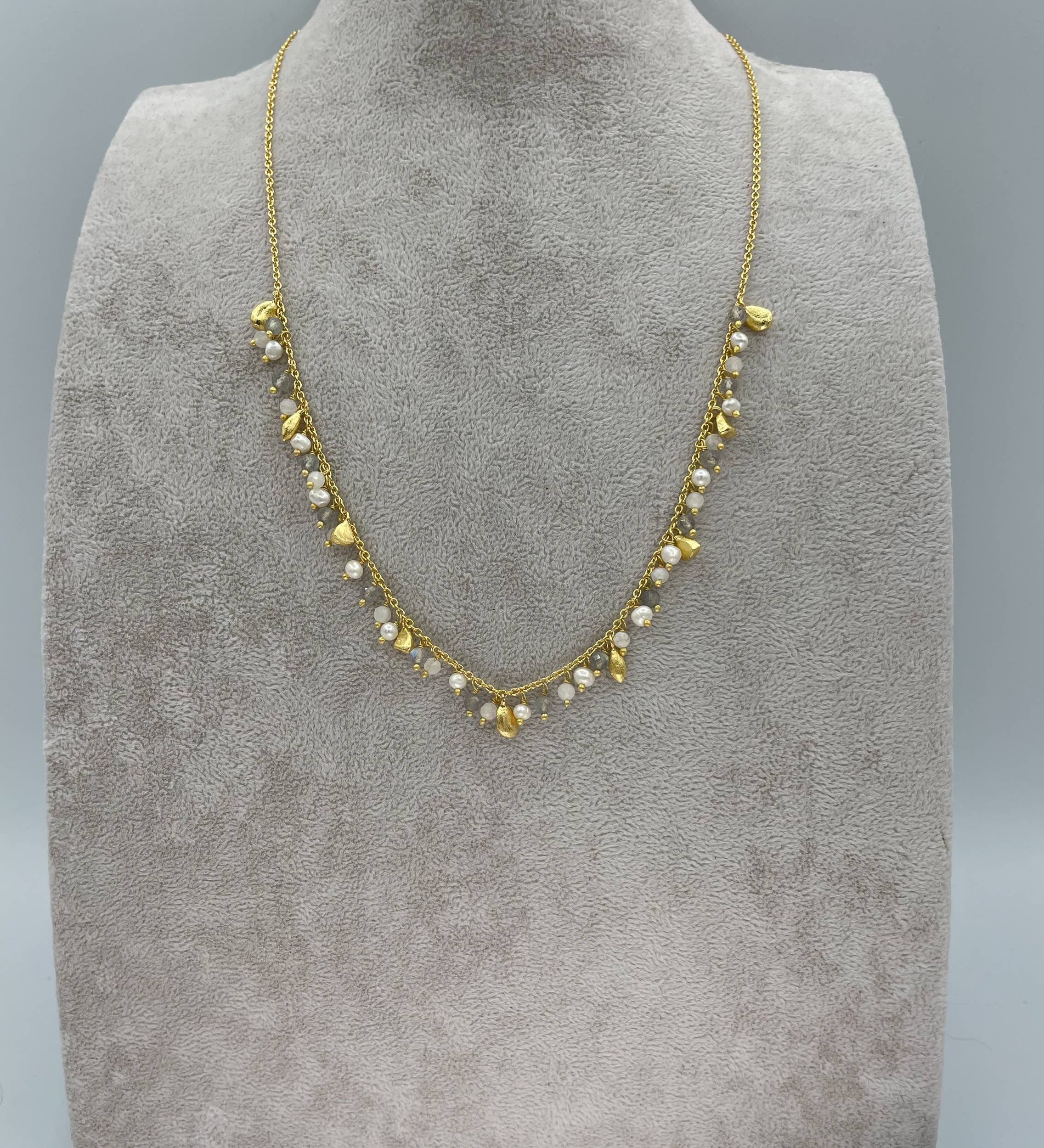 AJS Design Studio - Wholesale Link & Chain Necklace - Pearl and labradorite cluster necklace4