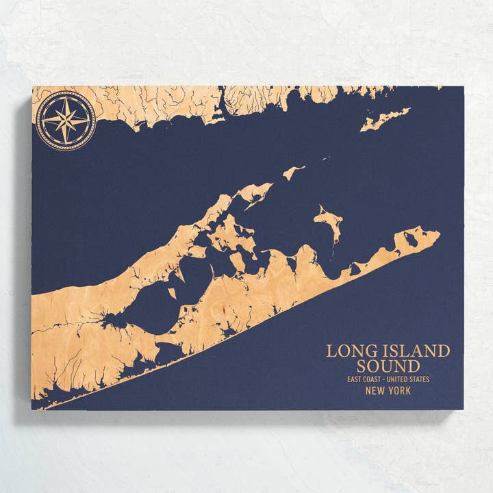 Mapa de la costa estadounidense de Long Island Sound, Nueva York para venta al por mayor de Benoit's Design Co.