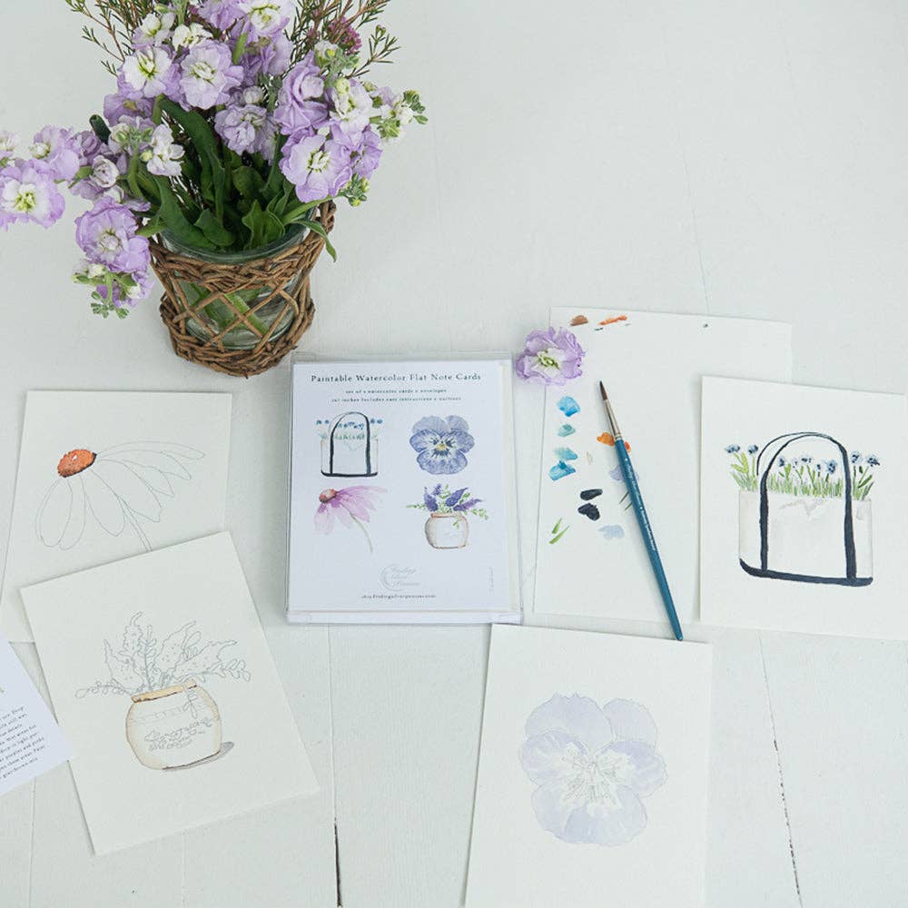Finding Silver Pennies - Wholesale Paint Set - Paintable Watercolor Flat Note Cards Flowers | Art Kit11