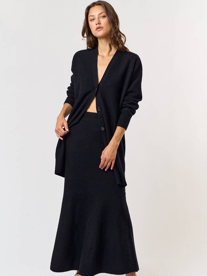 Black ILK4838 WOOL BLEND SWEATER MIDI SKIRT for wholesale on Faire