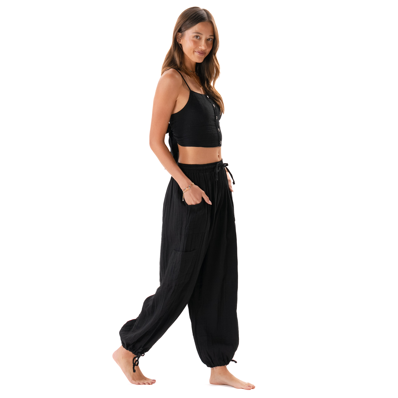 Lotus and Luna - Wholesale Pants - Women's - Black Adventure Cargo Pants3