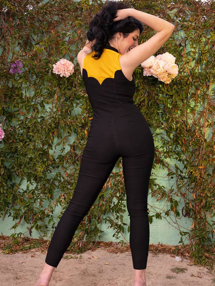 Elle Rebel - Wholesale Jumpsuit - Women's - Sundance Kid Jumpsuit in Black and Gold Lurex