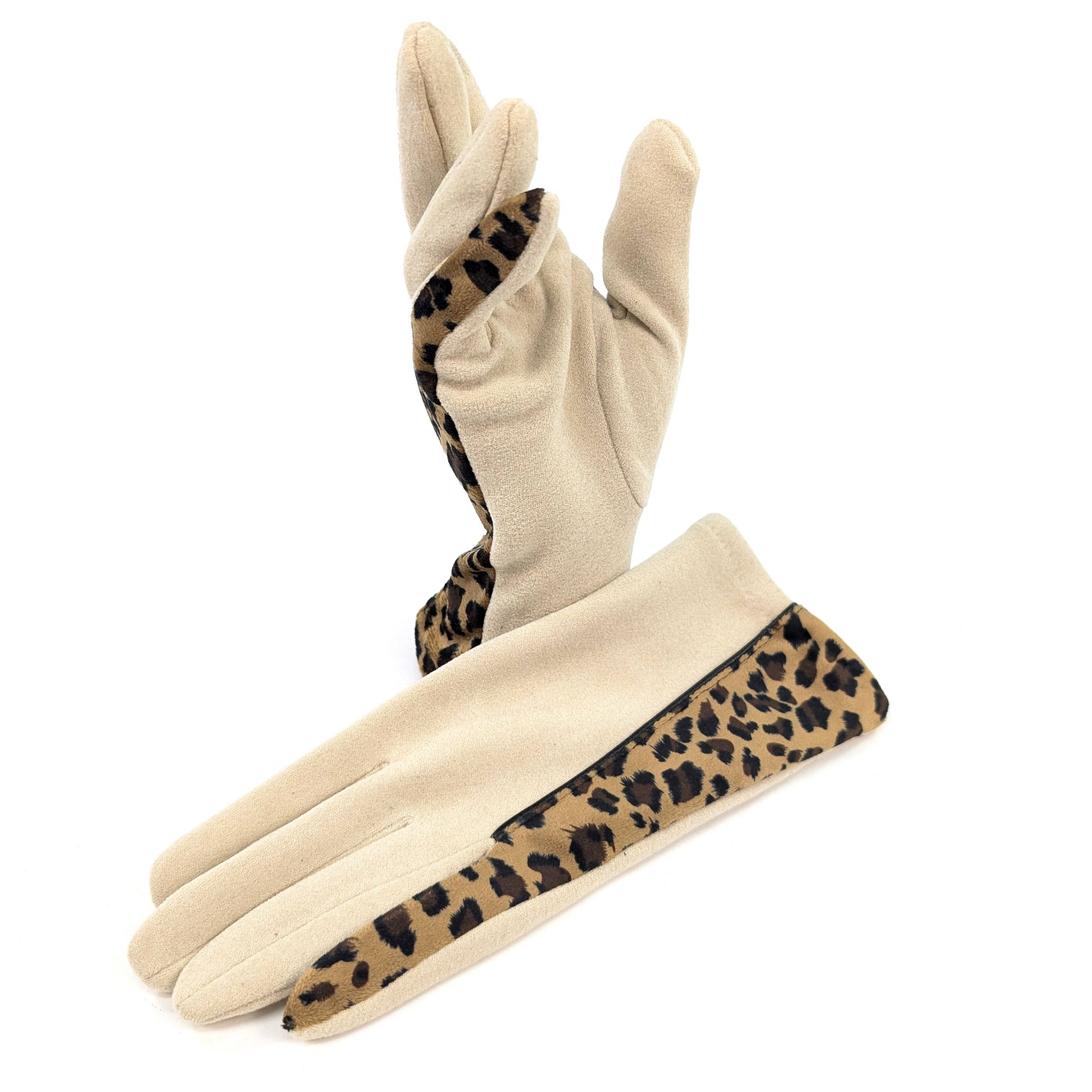 Black Ginger – wholesale Gloves – Women's – Animal Print Brushstroke Gloves -  Mink5