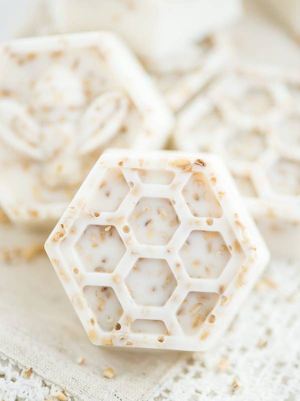 Honeycomb Oatmeal Milk n Honey Goat Milk Soap for wholesale by Willow & Sage Soapery