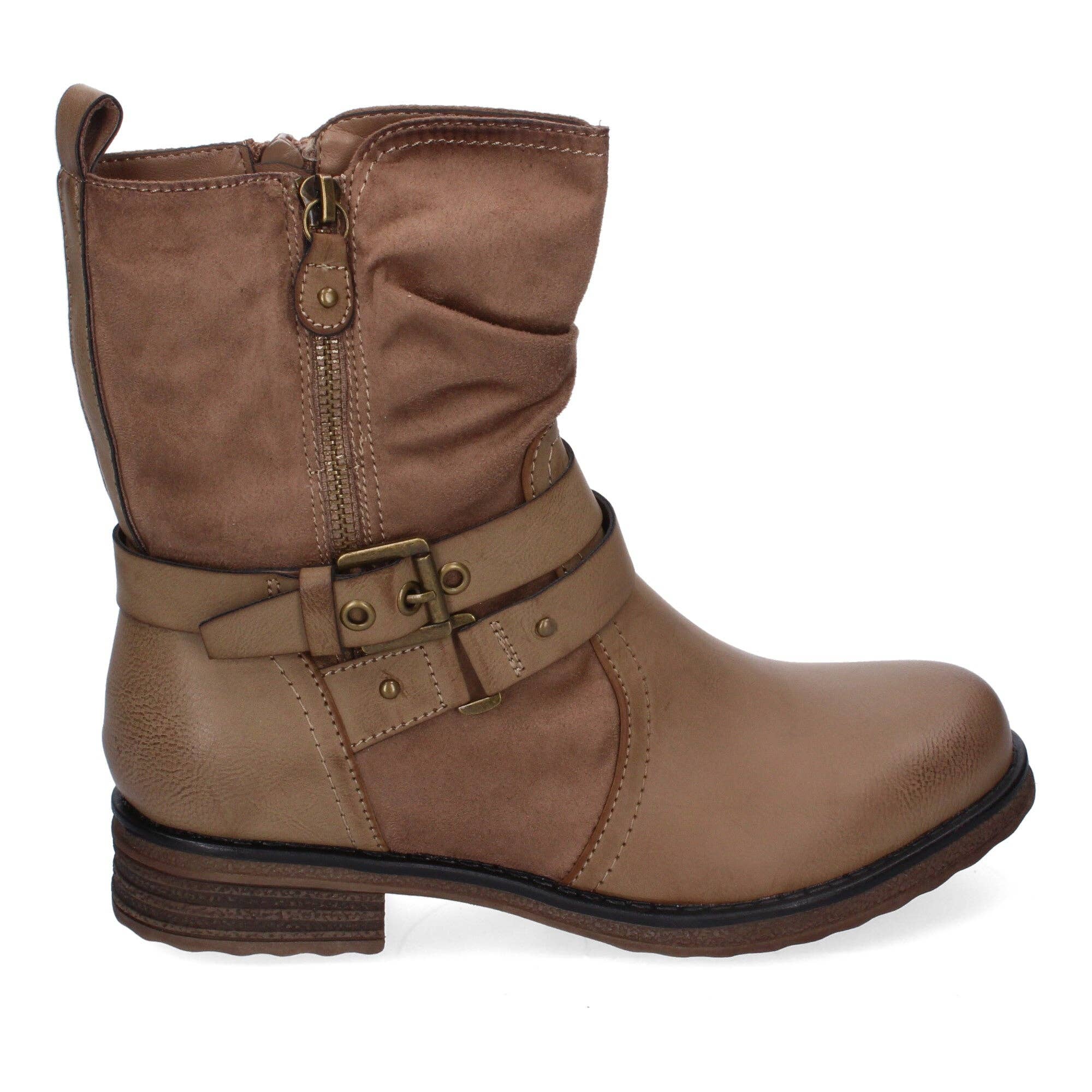Brideluxe Mayorista - Wholesale Boots - Women's - Elegant Women's Boots with Buckles, Decorative Straps, and Side Zipper1