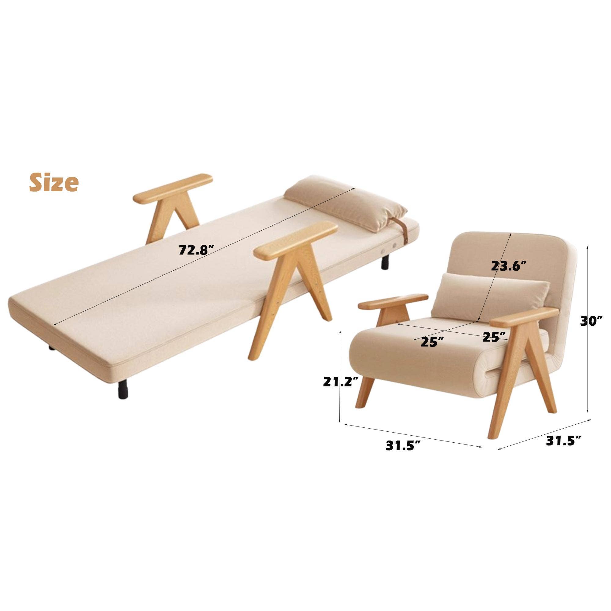 VIVZONE - Wholesale Sofa - Convertible Reclining Sleeper Armchair Futon Chair Sofa9