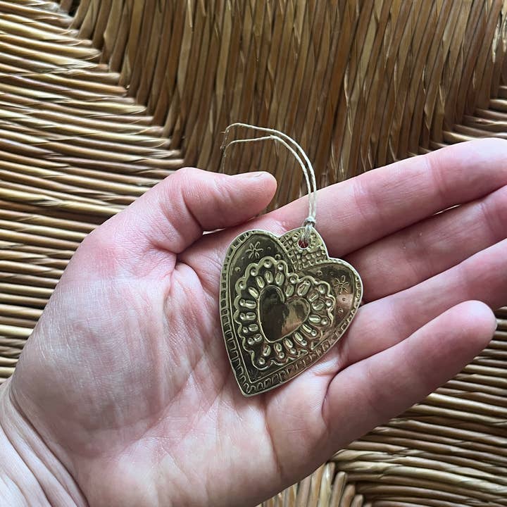 THE LITTLE PRESS - Wholesale Ornament - Small Heart - Faux-tin Ornament - Gold5