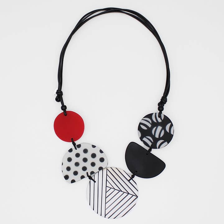 Black White and Red Palma Necklace for wholesale by Sylca Designs