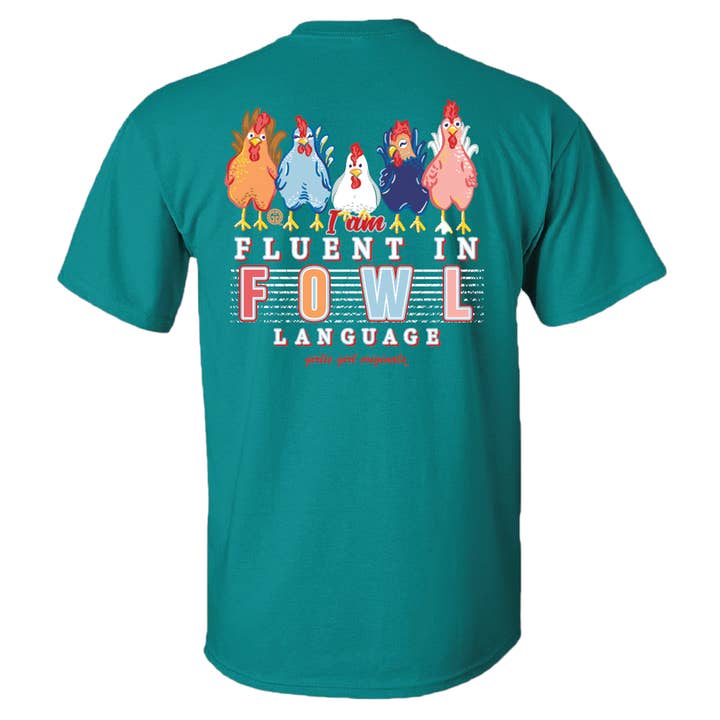 Jade Dome 2636 Fowl Language Back Design Southern Sassy Short Sleeve Tee for wholesale on Faire