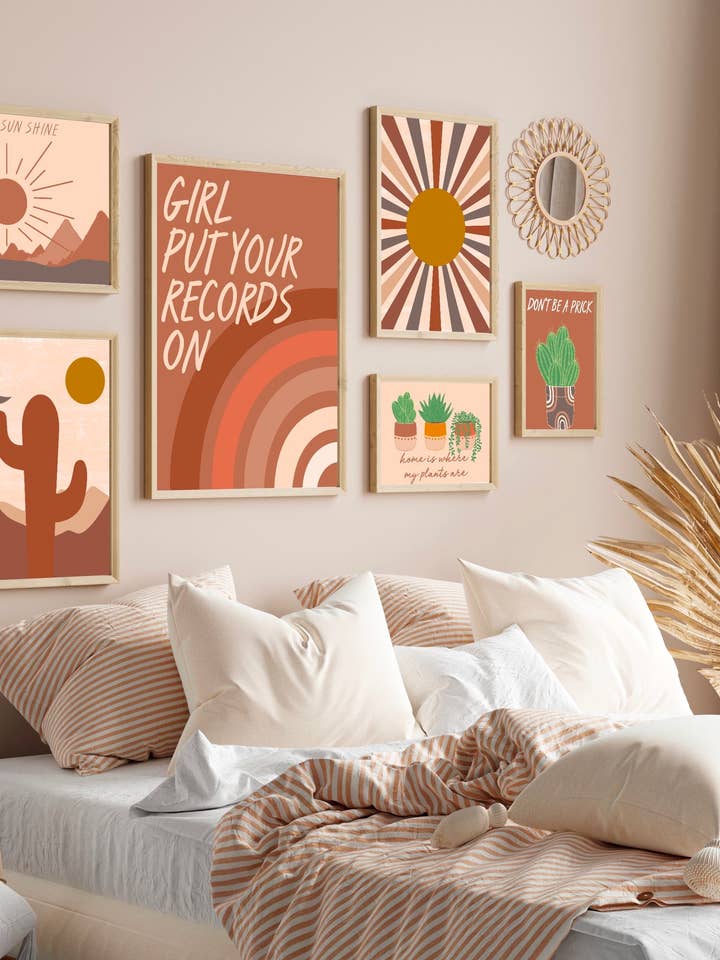 Stampa d'arte a vortice neutro in colori pastello per la vendita all'ingrosso da parte di My own Bohome