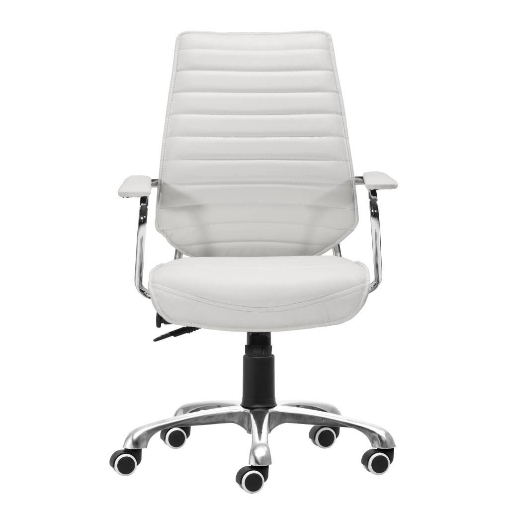 HomeRoots – wholesale Chair – White and Silver Adjustable Height Swivel Rolling Office Chair4