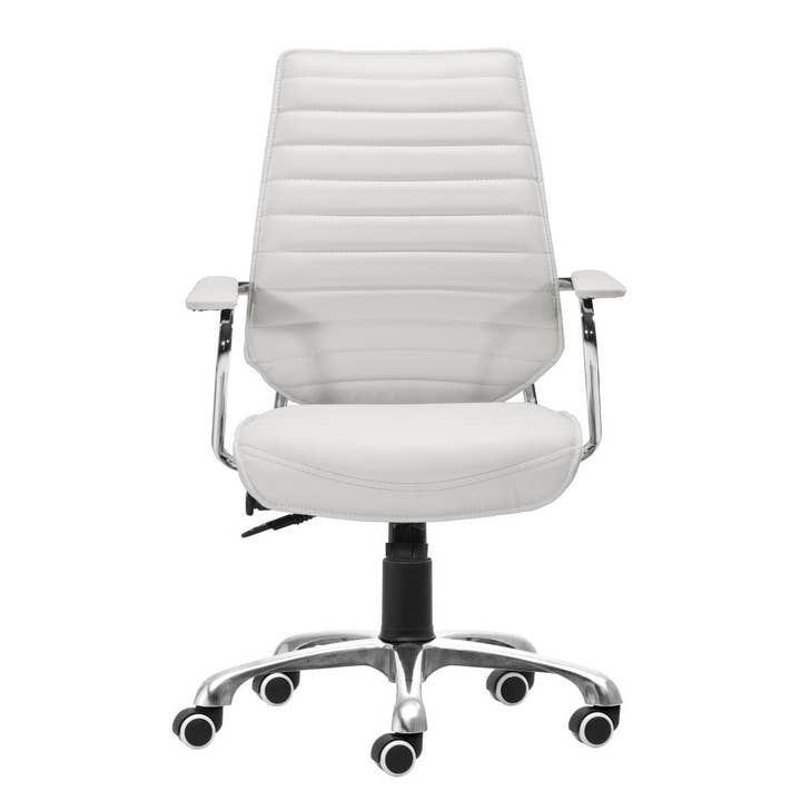 HomeRoots – wholesale Chair – White and Silver Adjustable Height Swivel Rolling Office Chair4