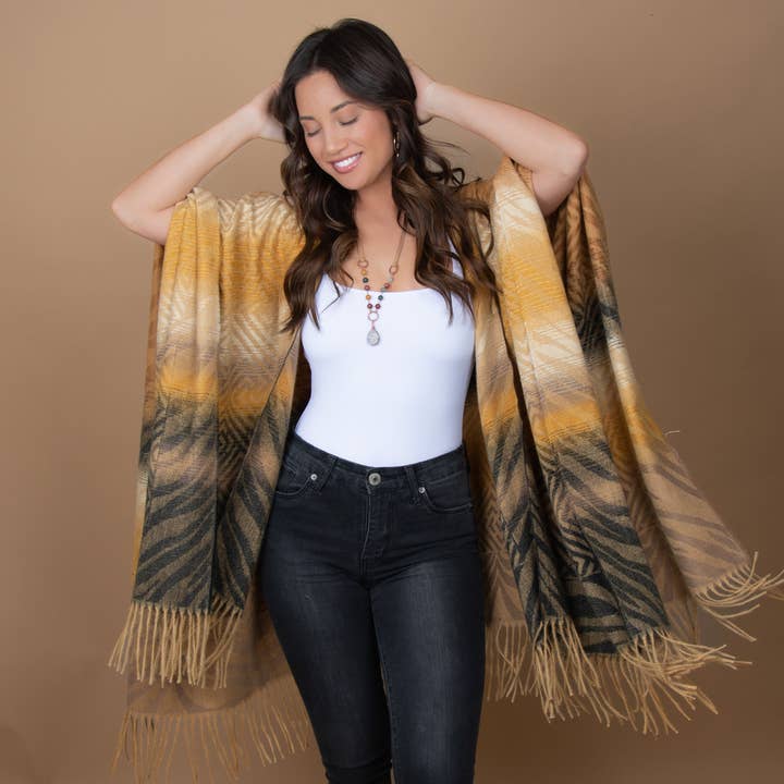 Winter Scout One Size Plaid Tasseled Wrap for wholesale by Howard's