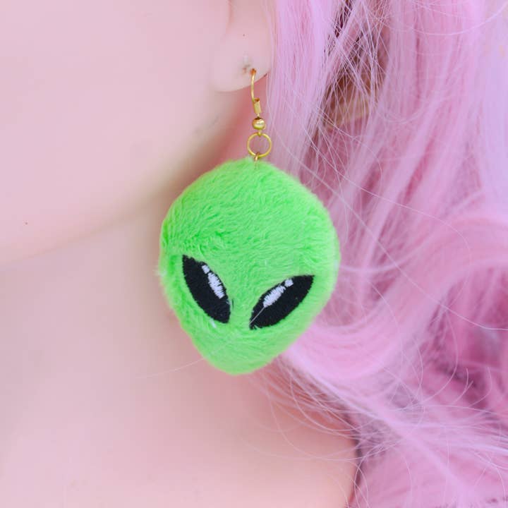 Plysch Alien Head Örhängen för wholesale av Kawaii Hair Candy