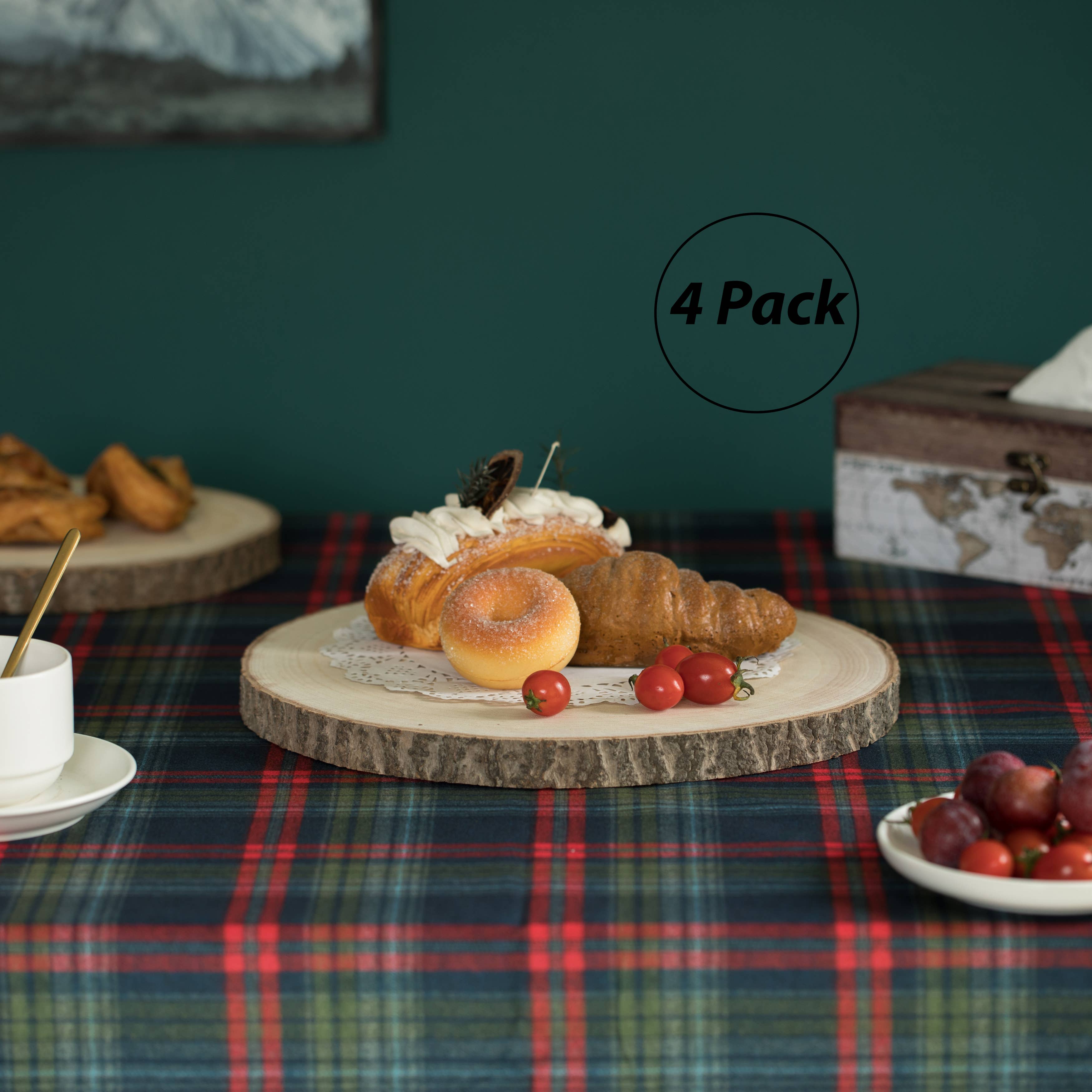 Quickway Imports – wholesale Decorative tray – Wooden Slice Tray Large Rustic Table Charger Centerpiece2