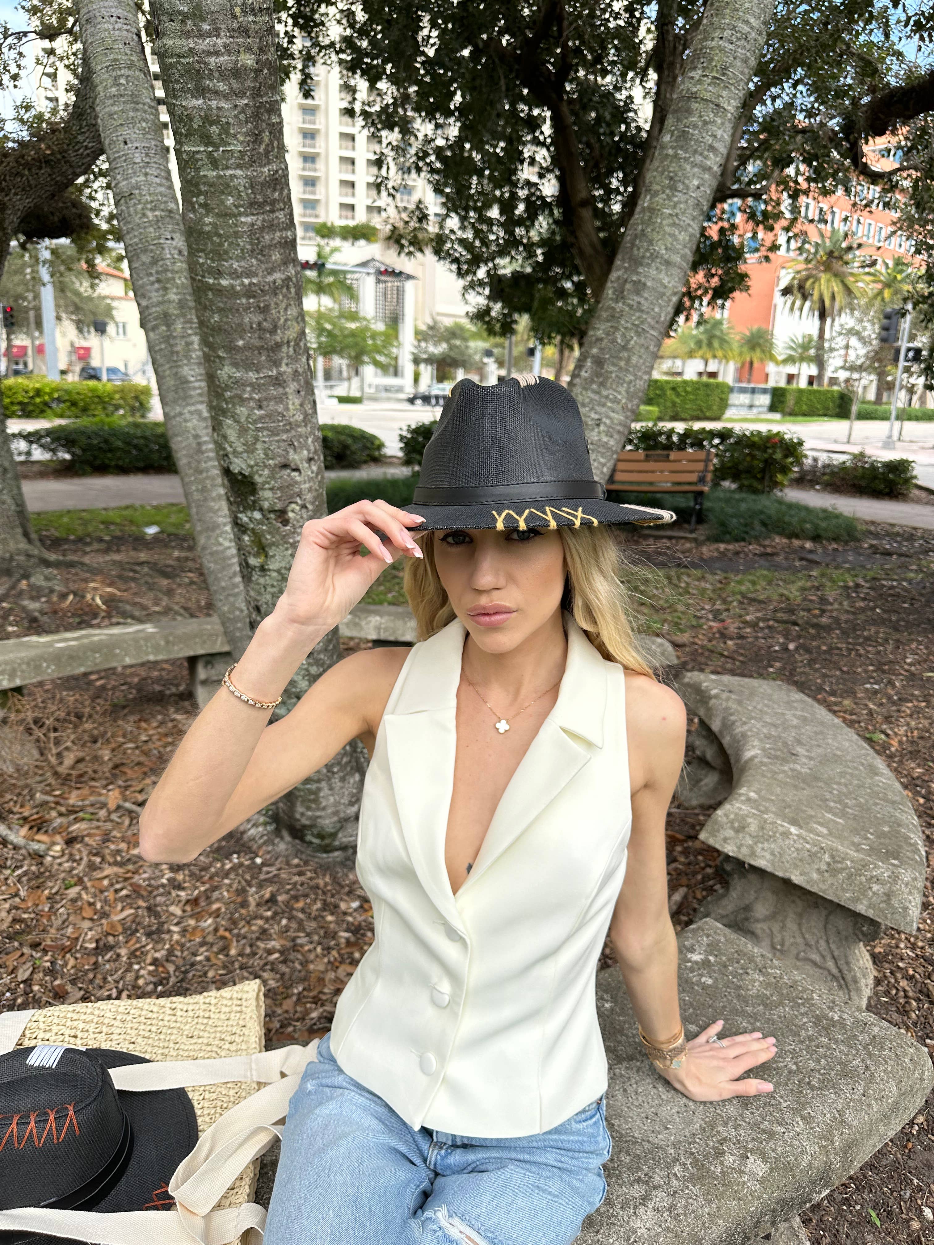 Campelle – Fedora - Mulher por atacado – Chapéu Preto Monaco 2.02