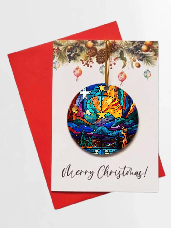 Julmålat glas Hark the Herald + LÖSTAGBAR BAUBLE för wholesale av Homemade Hollydays Wholesale