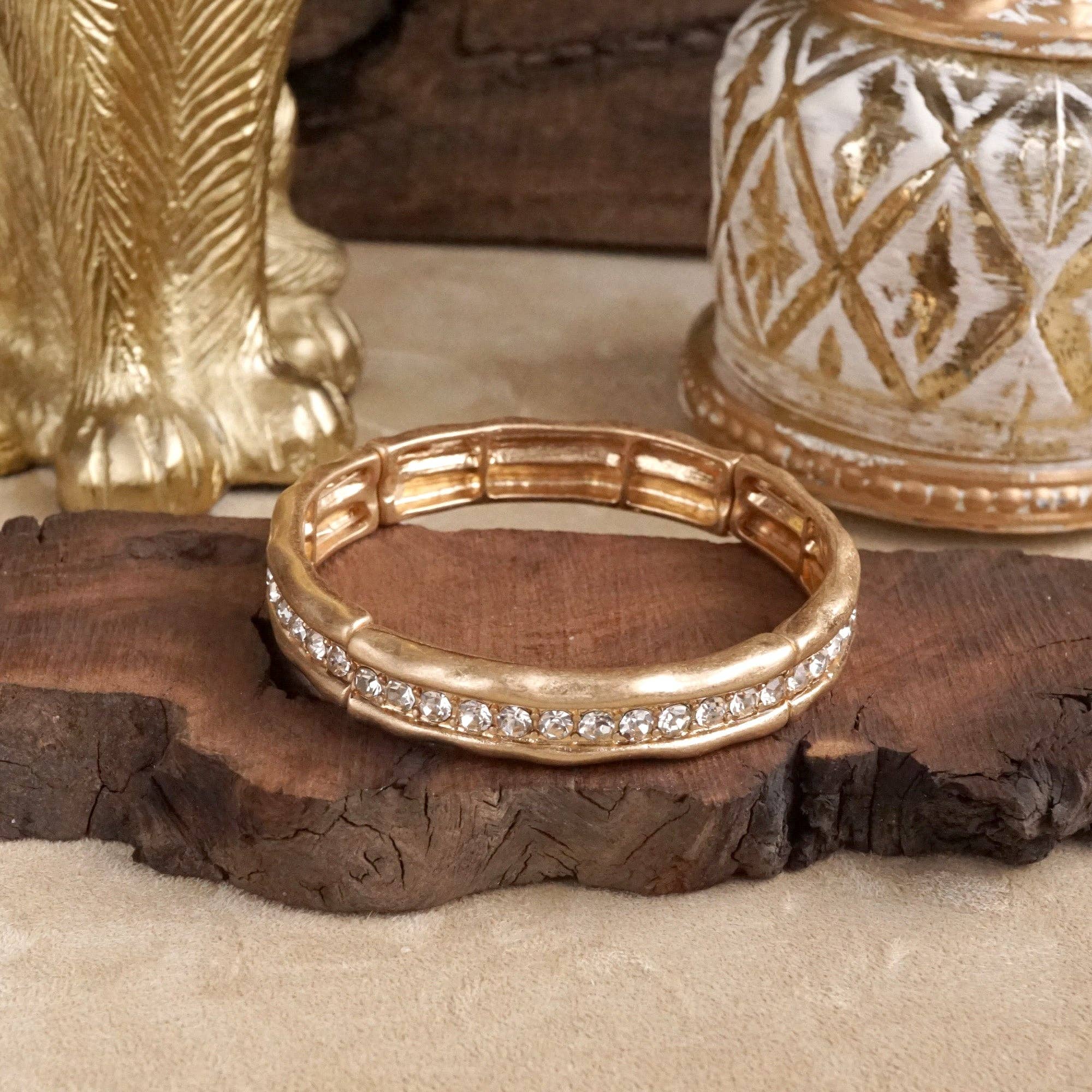 PennyLine inc - Wholesale Bangle Bracelet - Minimalist Crystal & Pearl Bangle Bracelet – Brushed Gold or Silver9