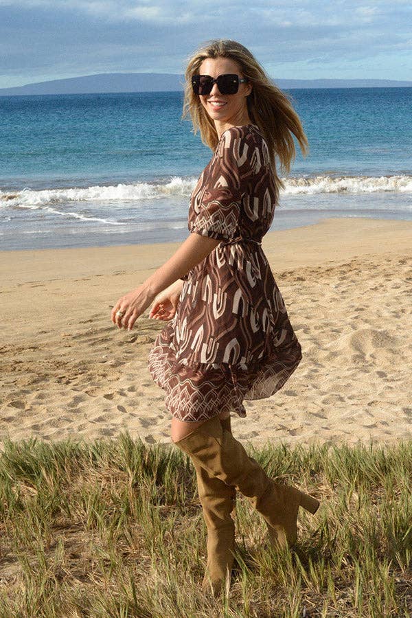 Ambiente - Wholesale Dress - Women's - V-NECK PRINT DRESS - D2023LA0249