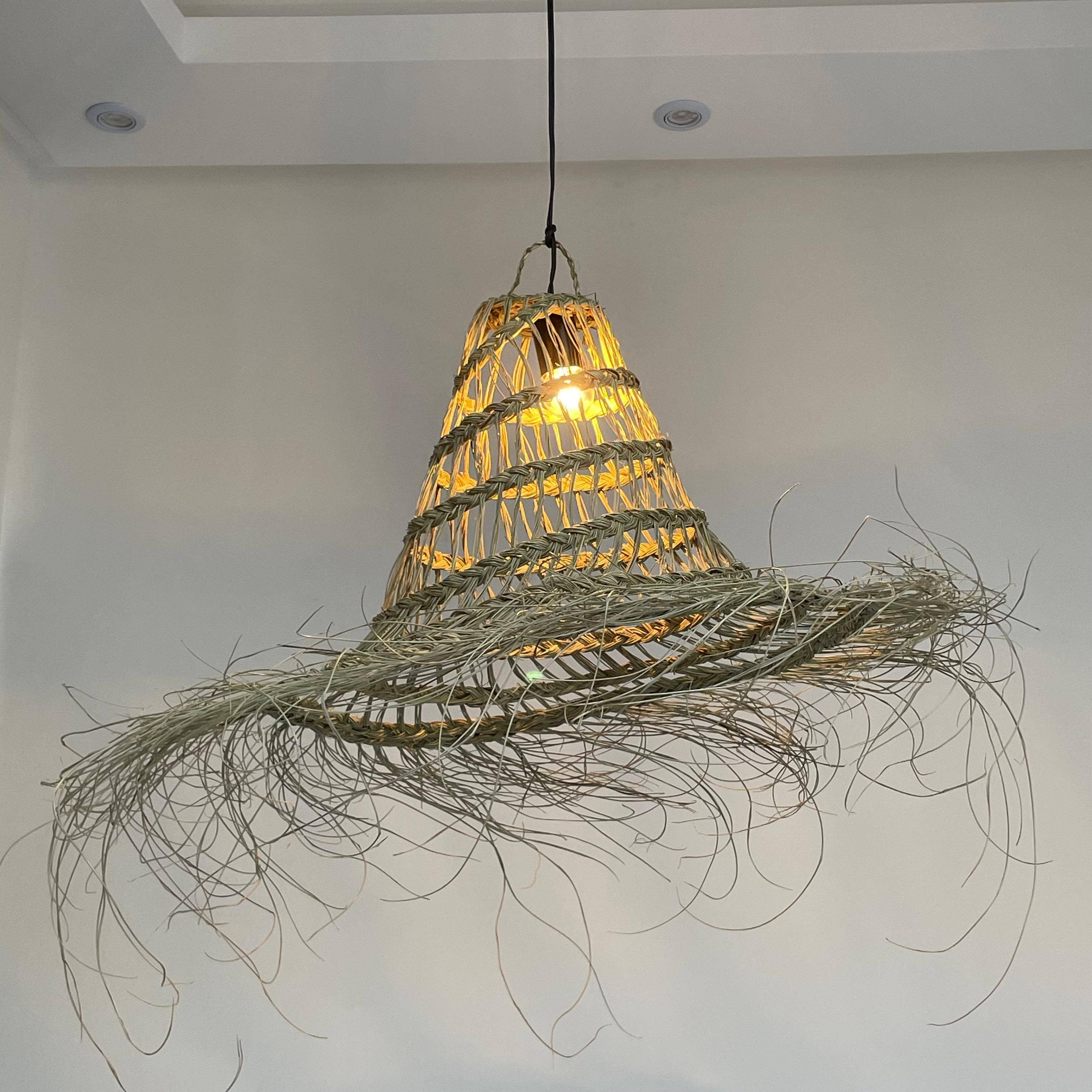 LeBazare - Vendita all'ingrosso Lampadario/lampada a sospensione - Pendente in Palma Selvaggia Intrecciata a Mano–Illuminazione Naturale di Design0