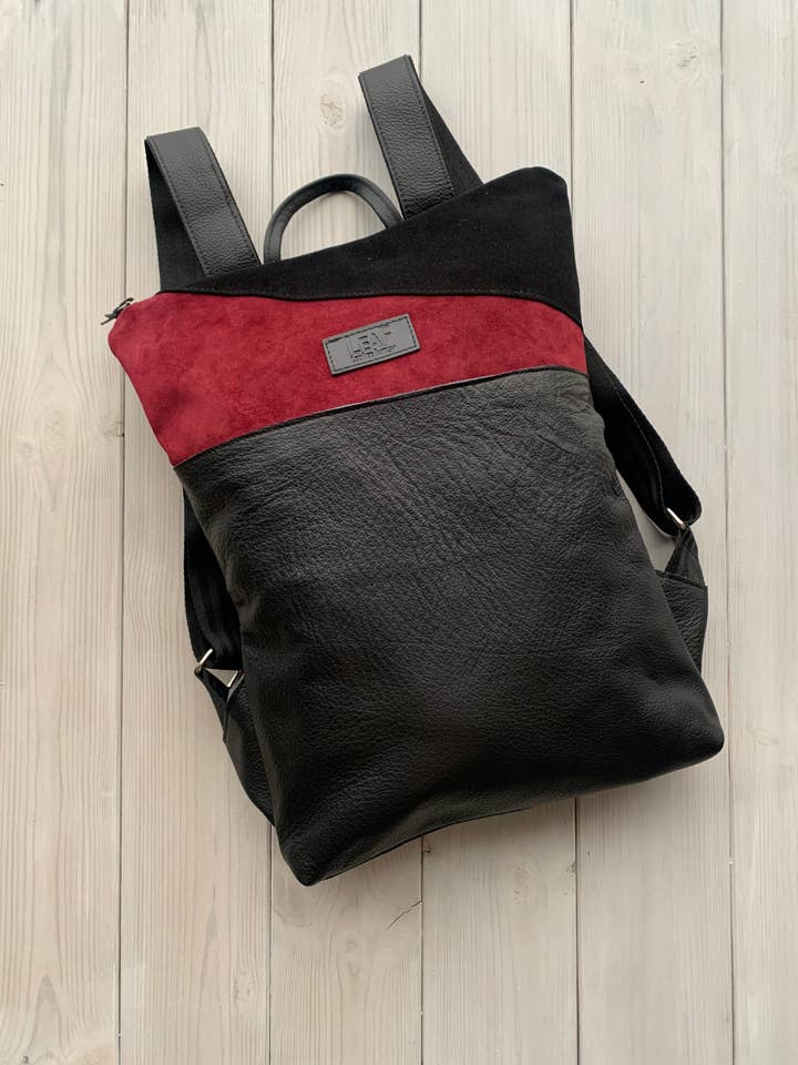 Burgundy Backpack, Cherry Leather Backpack, Leather Backpack for wholesale by LeaF