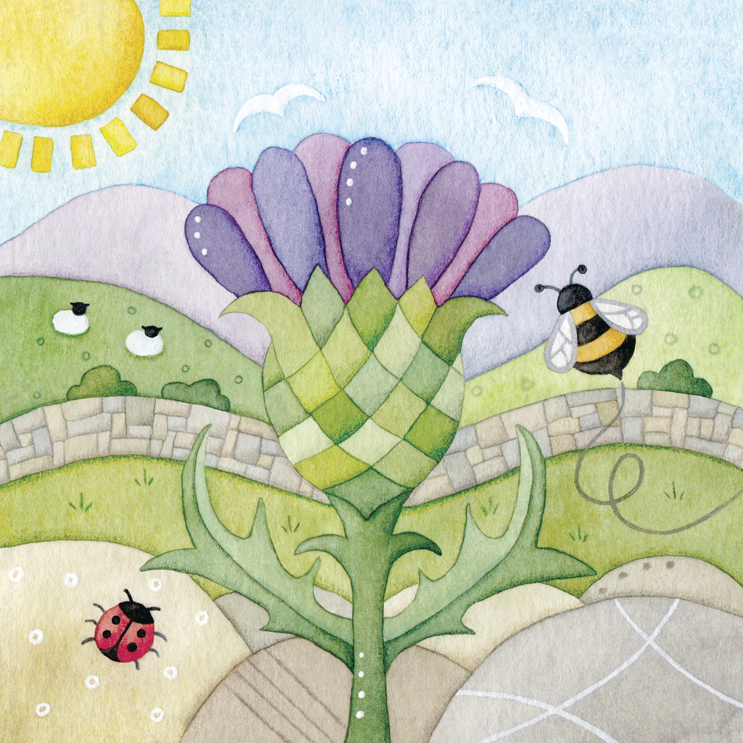 East Neuk Beach Crafts – wholesale Everyday greeting card – Thistle Greetings Card - Blank - Scottish Highlands Art2