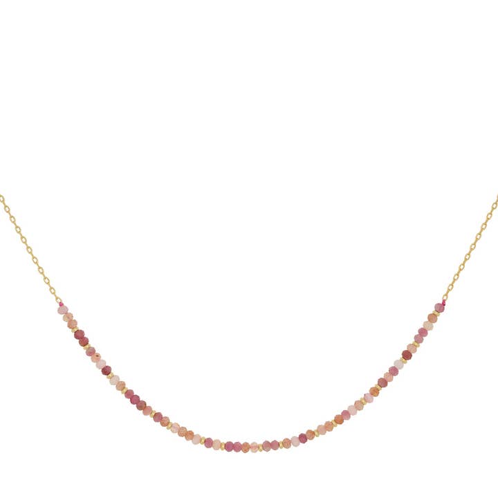 Posey Rosa Turmalin Mix Guldhalsband för wholesale av Boho Betty