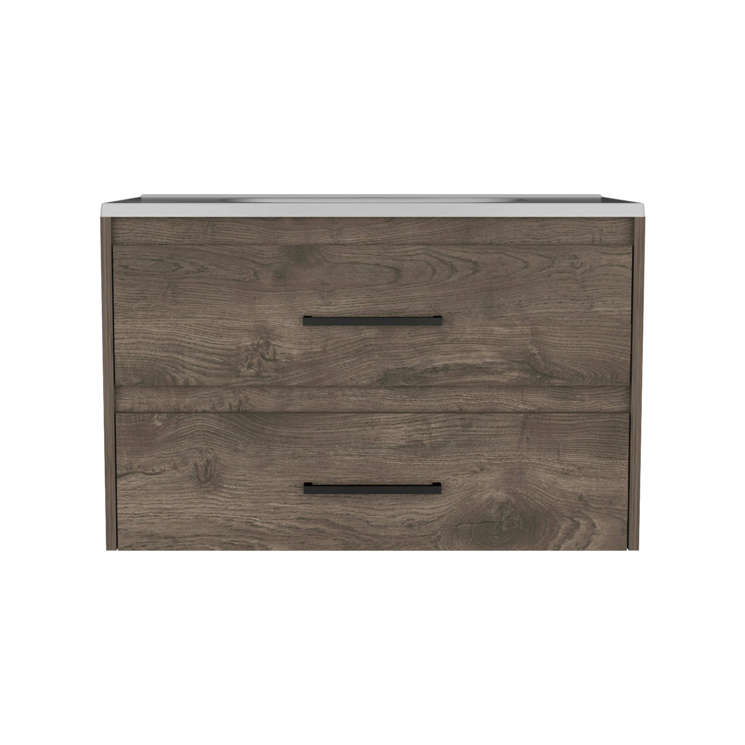 Marron foncé/blanc Lavabo suspendu Praga avec 2 tiroirs doubles en vente sur Faire3