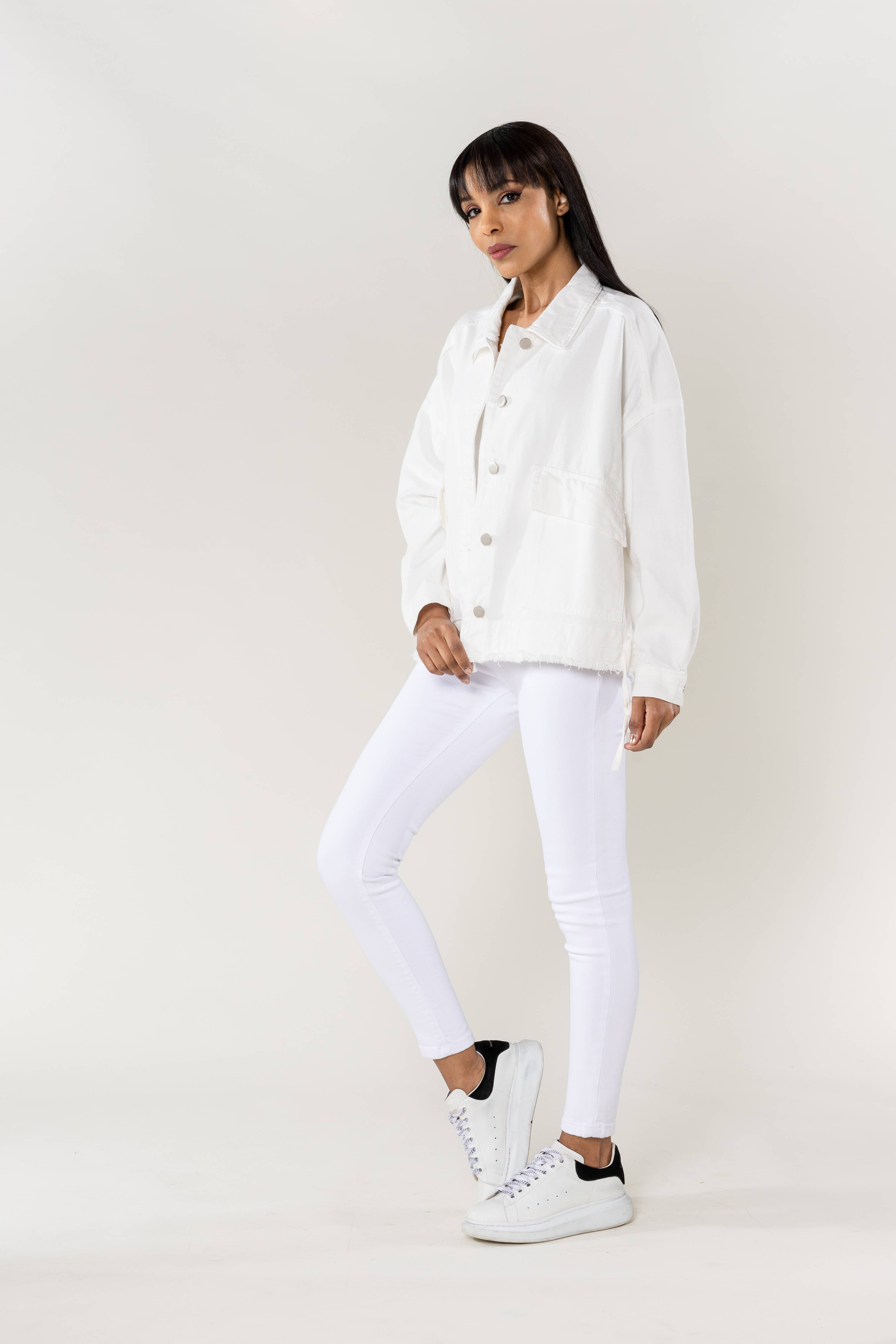 Nina Carter – Casaco de ganga - Mulher por atacado – Casaco de ganga oversized Nina Carter bolsos grandes S5627