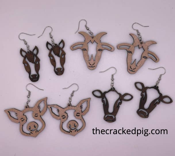 The Cracked Pig - Wholesale Dangle Earrings - Farm Animal Earrings