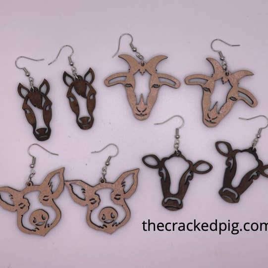 The Cracked Pig - Wholesale Dangle Earrings - Farm Animal Earrings0