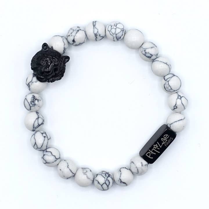 Hvid Howlite Tiger mænds armbånd for engroshandel hos Philae Paris