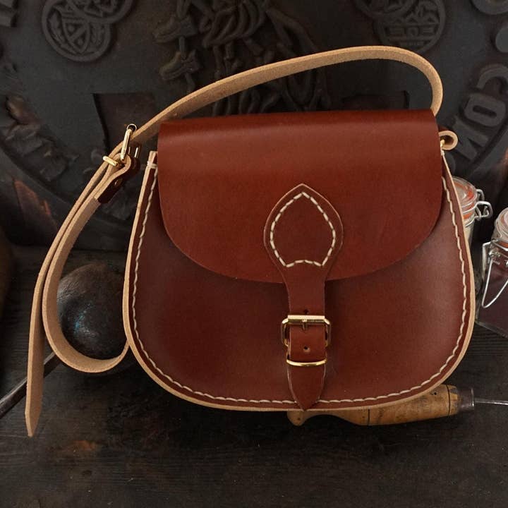 Women's Leather Crossbody Bag Hand-Sewn Tolfa #129 for wholesale by Mario Doni
