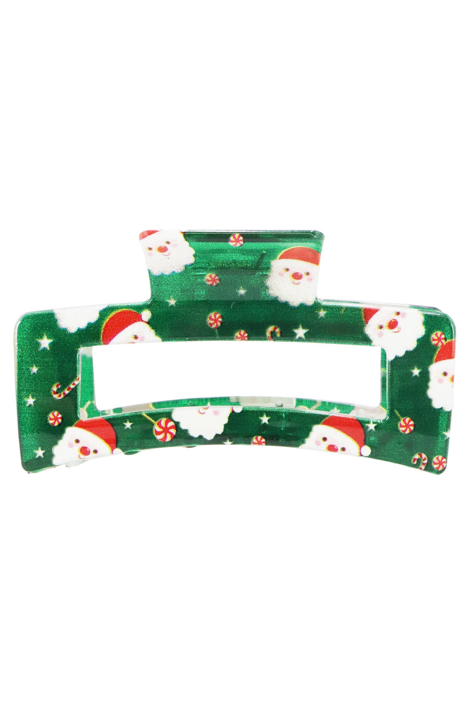 ASSORTED Christmas Santa Clear Block Hair Claw - 12 pcs for wholesale on Faire4