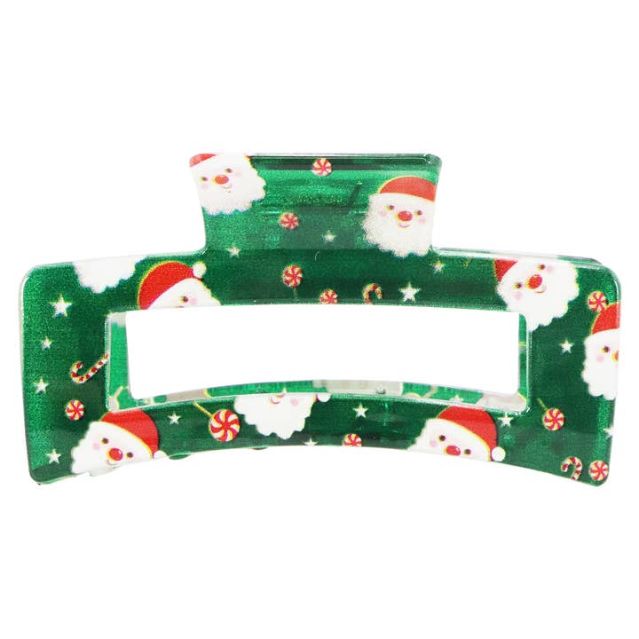 ASSORTED Christmas Santa Clear Block Hair Claw - 12 pcs for wholesale on Faire4