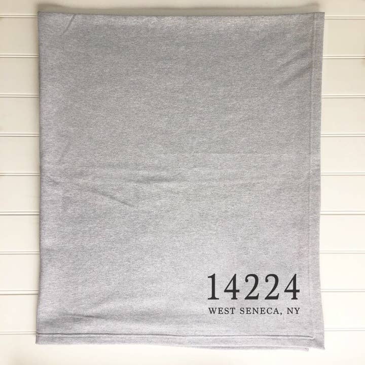 Perfect Day Print Co - Wholesale Throw Blanket - Custom Zip Code City & State Sweatshirt Throw Blanket Grey8