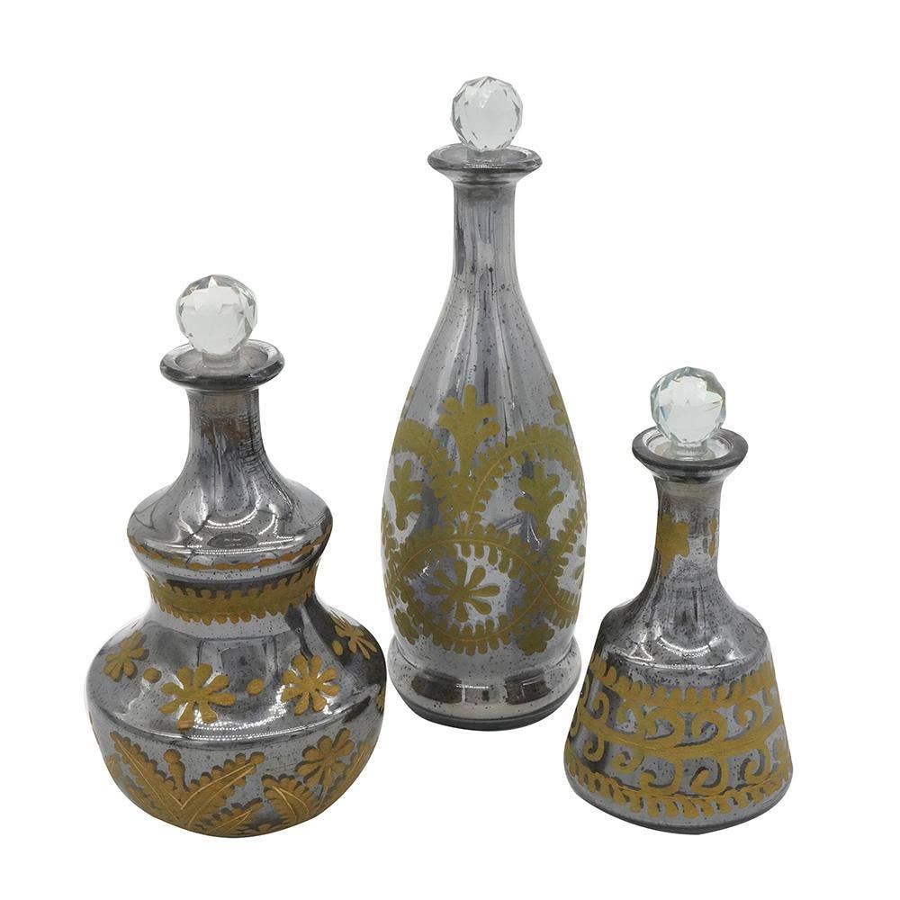 A&B Home Group Inc. - Wholesale Decorative Jar - S/3 Decanters - Silver/Clear/Gold1