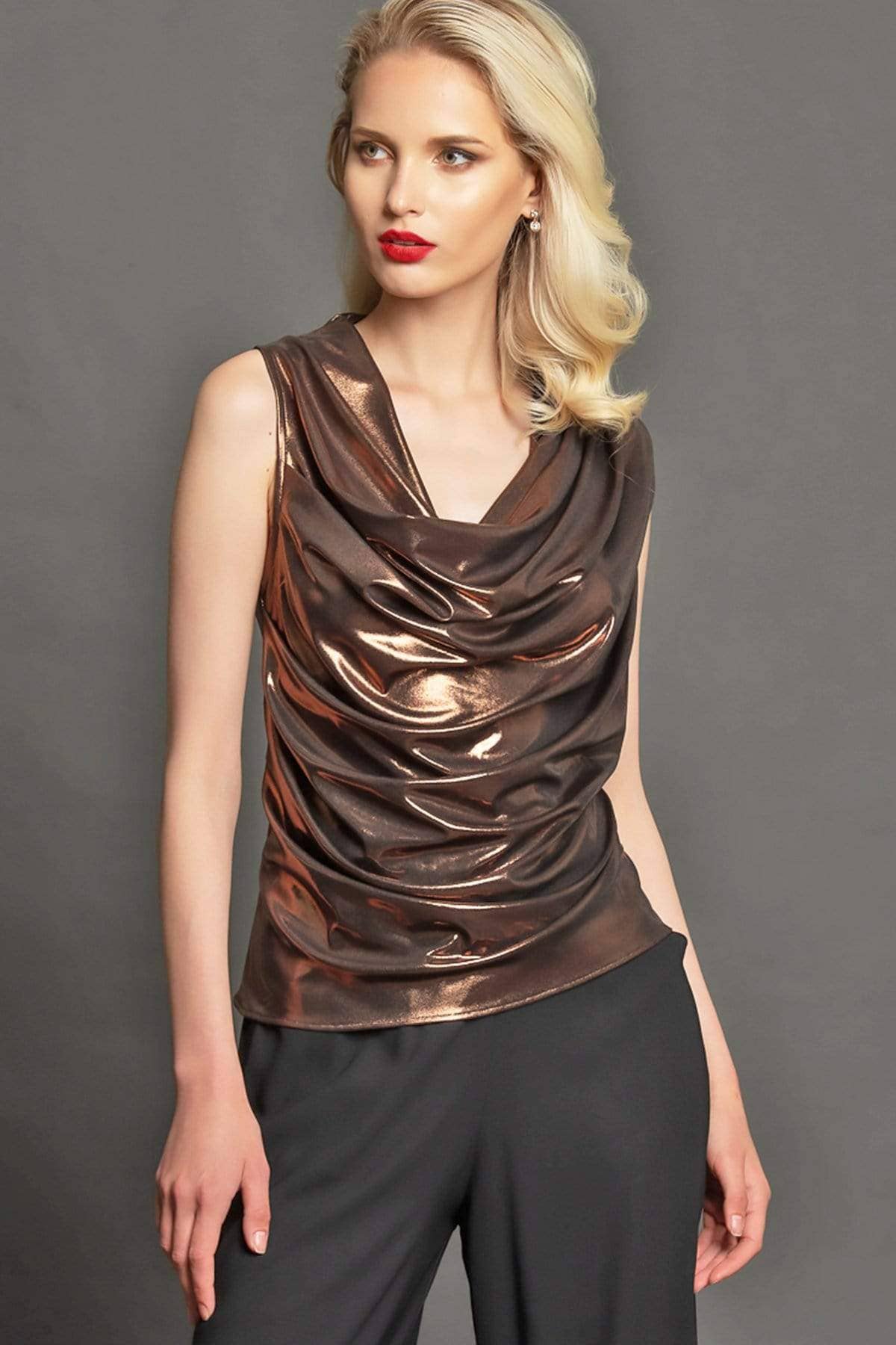 Eva Franco - Wholesale Knit Top - Women's - Bacall Metallic Knit Top - Copper2