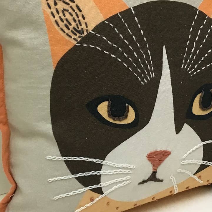 natural habitat - Wholesale Throw/Decorative Pillow - Pillow Applique/Embo 16" Matilda Cat pillow1