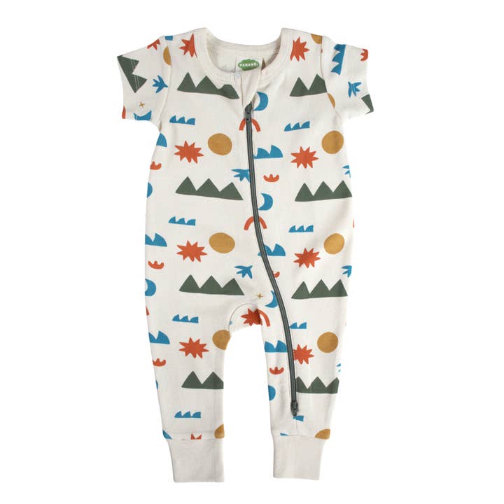 Parade Organics - Wholesale Jumpsuit - Baby - Signature Print '2-Way' Zip Romper - Short Sleeve6