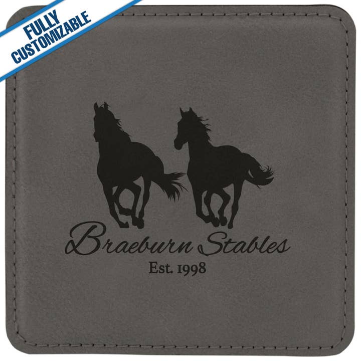 GiftWorksPlus - Wholesale Coasters - Engraved Leatherette Square Coasters - Fully Customizable4